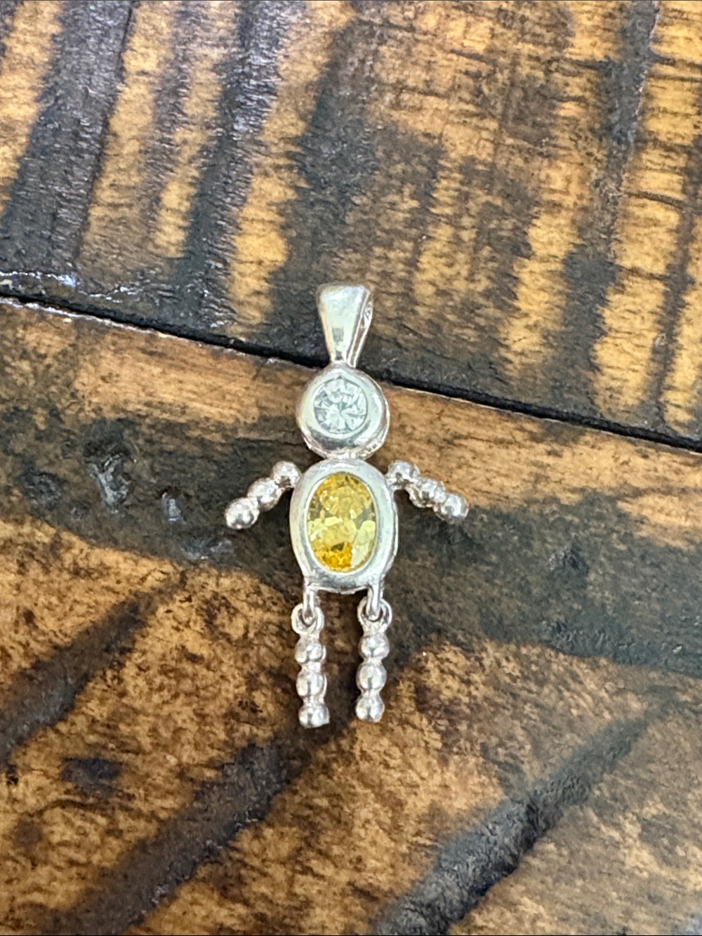 Sterling citrine Yellow boy Pendant Necklace Charm November